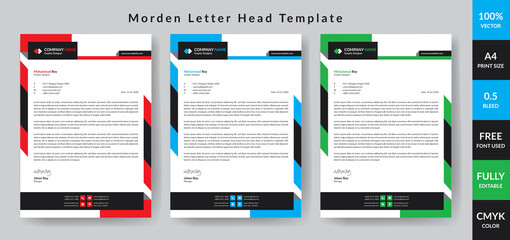 Modern Letterhead design template	| Pad Design Print Ready