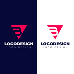 Naklejka premium b letter and triangle logo design creative and minimal logotype vector template