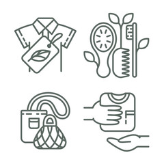 A set of vector icons on the theme of ecology and zero waste.