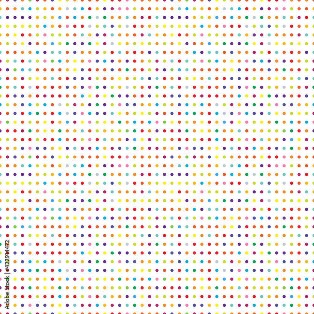 Poster repetitive colorful polka-dots, dotted, circles pattern. speckles seamless background design