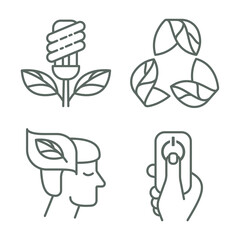 A set of vector icons on the theme of ecology and zero waste.