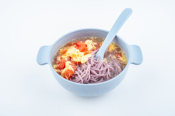 Children's nutrition meal tomato and egg noodles