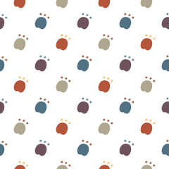 Seamless Pattern with Cartoon Paw Design on White Background