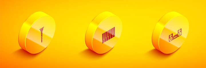 Set Isometric Clarinet, Grand piano and Home stereo icon. Vector