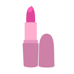 vector drawing of pink lipstick. flat-style lipstick. clip art isolated on a white background. women's cosmetics.