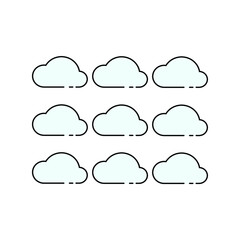 Cute nine bright cloud Illustration. kids wallpaper. pattern. modern simple vector icon, flat graphic symbol in trendy flat design style. lockscreen