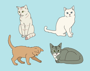 Cute cat collection. hand drawn style vector design illustrations. 