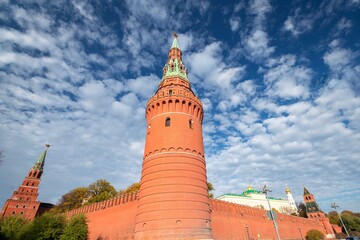 Moscow. Russia. Vodovzvodnaya tower of Kremlin Wall  on Kremlin Embankment