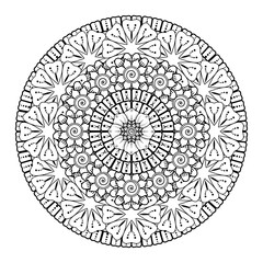 Circular pattern in the form of mandala with flower for henna, mehndi, tattoo, decoration. decorative ornament in ethnic oriental style. coloring book page.