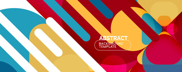 Flat geometric round shapes and dynamic lines, abstract background. Vector illustration for placards, brochures, posters and banners