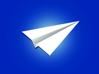 Vector of origami paper airplane on Blue background.