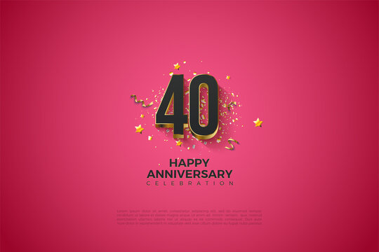 40th Anniversary with illustration of numbers and pictures.