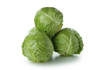 Fototapeta premium Fresh green cabbage isolated on white background