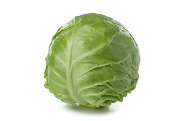 Fototapeta premium Fresh green cabbage isolated on white background