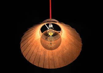 3d rendering of a pendant lamp with a decorative warm light lamp