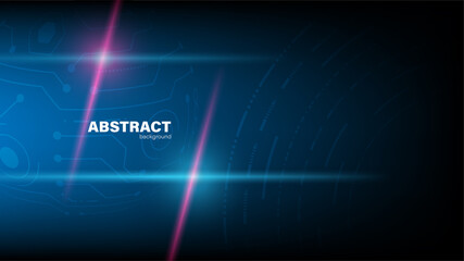 Abstract circuit with light on dark blue background, Technology background concept with copy space, vector illustration.