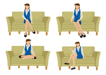 Set of business woman in various sitting positions..