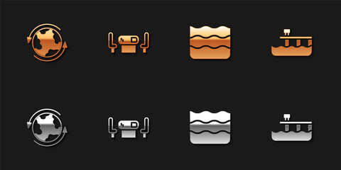 Set Worldwide, Poker table, Wave and Beach pier dock icon. Vector