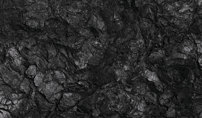 Dark rock background, black rough stone texture, 3d rendering