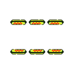 Cute six hotdog Illustration. modern simple food vector icon, flat graphic symbol in trendy flat design style. wallpaper. lockscreen. frame. pattern