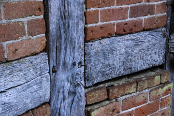 Mauer eines alten Fachwerkhauses