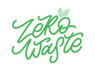 Naklejka premium Concept Zero Waste handwritten text title sign. Vector illustration.