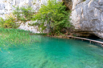 Plitvice Lakes National Park, a miracle of nature, beautiful landscape with a lake with turquoise water, Croatia
