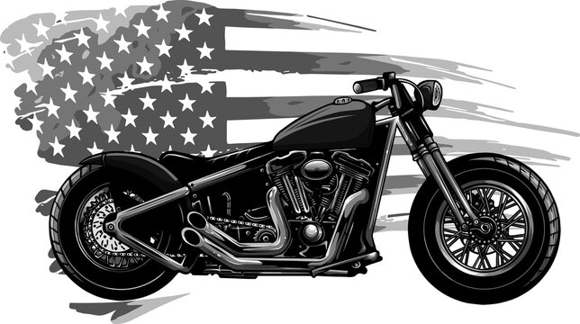 design of chopper motorcycle with american flag vector illustration