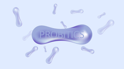 Probiotics Bacteria Vector illustration. Biology, Science background. Microscopic bacteria closeup.