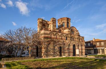 Nessebar, Burgas,  Bulgaria. Church of Christ Pantocrator in old town. The Ancient City of Nesebar is a UNESCO World Heritage