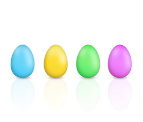 Multicolored colorful Easter eggs on a white background. Copy space for text
