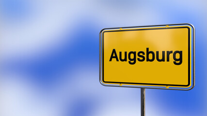 Obraz premium City of Ausgsburg realistic 3D yellow city sign illustration.
