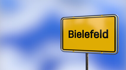 Obraz premium City of Bielefeld realistic 3D yellow city sign illustration.