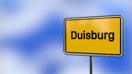 Obraz premium City of Düsseldorf realistic 3D yellow city sign illustration.