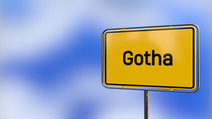 City of Gotha realistic 3D yellow city sign illustration.