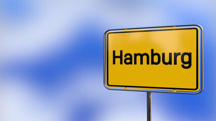 City of Hamburg realistic 3D yellow city sign illustration.