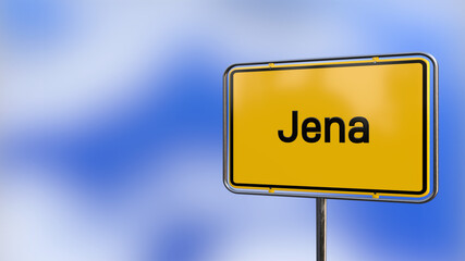 City of Jena realistic 3D yellow city sign illustration.