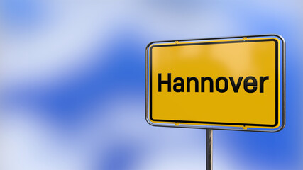 Obraz premium City of Hannover realistic 3D yellow city sign illustration.