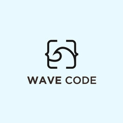 abstract code logo. wave icon