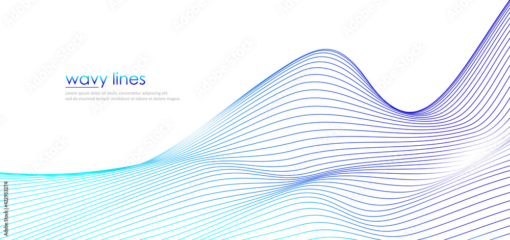 Poster abstract blue wave background. modern flow wavy lines gradient backdrop. vector
