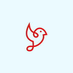 abstract bird logo. cardinal icon