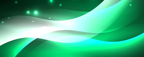 Shiny glowing neon wave, light lines abstract background. Magic energy and motion concept. Vector wallpaper template