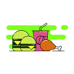 Breakfast set 2 illustration. junk food. fast food menu. fast food restaurant. modern simple food vector icon, flat graphic symbol in trendy flat design style.