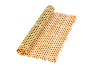 Bright bamboo mat for food isolated on the white background