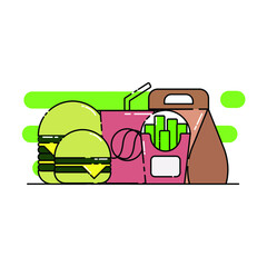 Dinner set 7 illustration. junk food. fast food menu. fast food restaurant. modern simple food vector icon, flat graphic symbol in trendy flat design style.