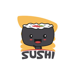 Japanese food sushi cartoon illustration