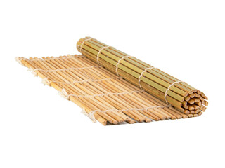 Bright bamboo mat for food isolated on the white background