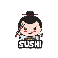 mascot logo template for sushi food