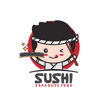 mascot logo template for sushi food