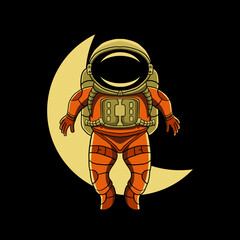 astronaut floating on space with dark background vector illustration